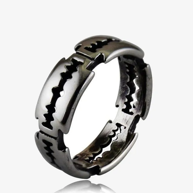 Fashion Punk Rock Black  Silver Color Ring Lover Couple Ring
