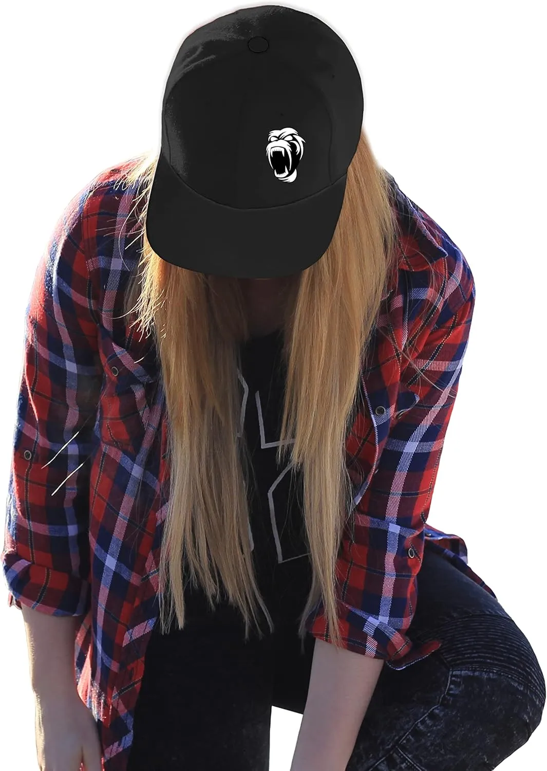 Flat Bill Brim Hat for Men Snap Backpack Men Snapback Hats Trucker Hats Adjustable Men's Baseball Caps Black
