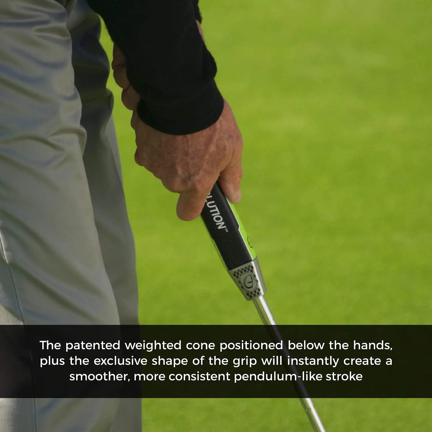 FLAT CAT Solution Putter Grip Svelte, Weighted Grip Reduces The Yips, Oversized Non-Tapered Golf Grip, Flat Sides Put The Putter Face in The Palm of Your Hand