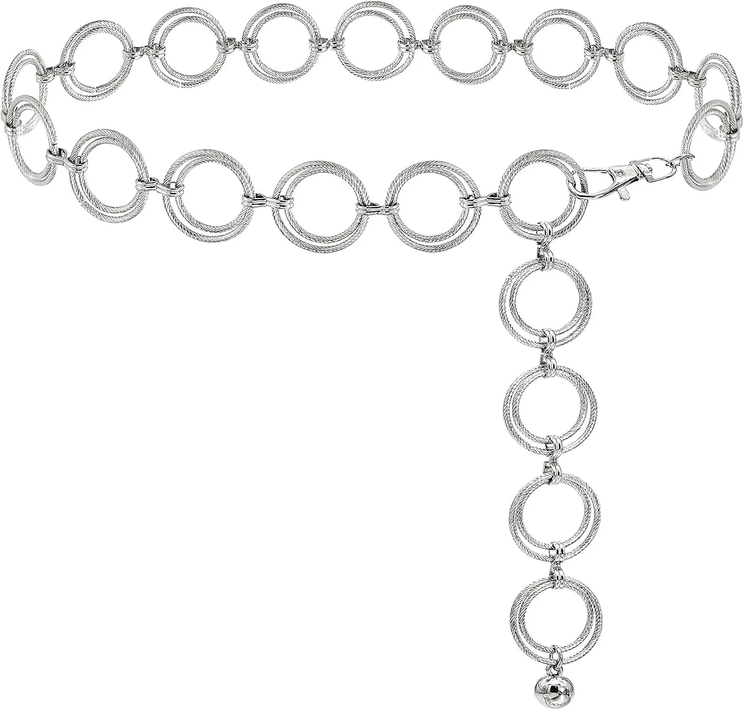 Glamorstar O-Ring Chain Belt Waist Chain Belts for Women Dresses
