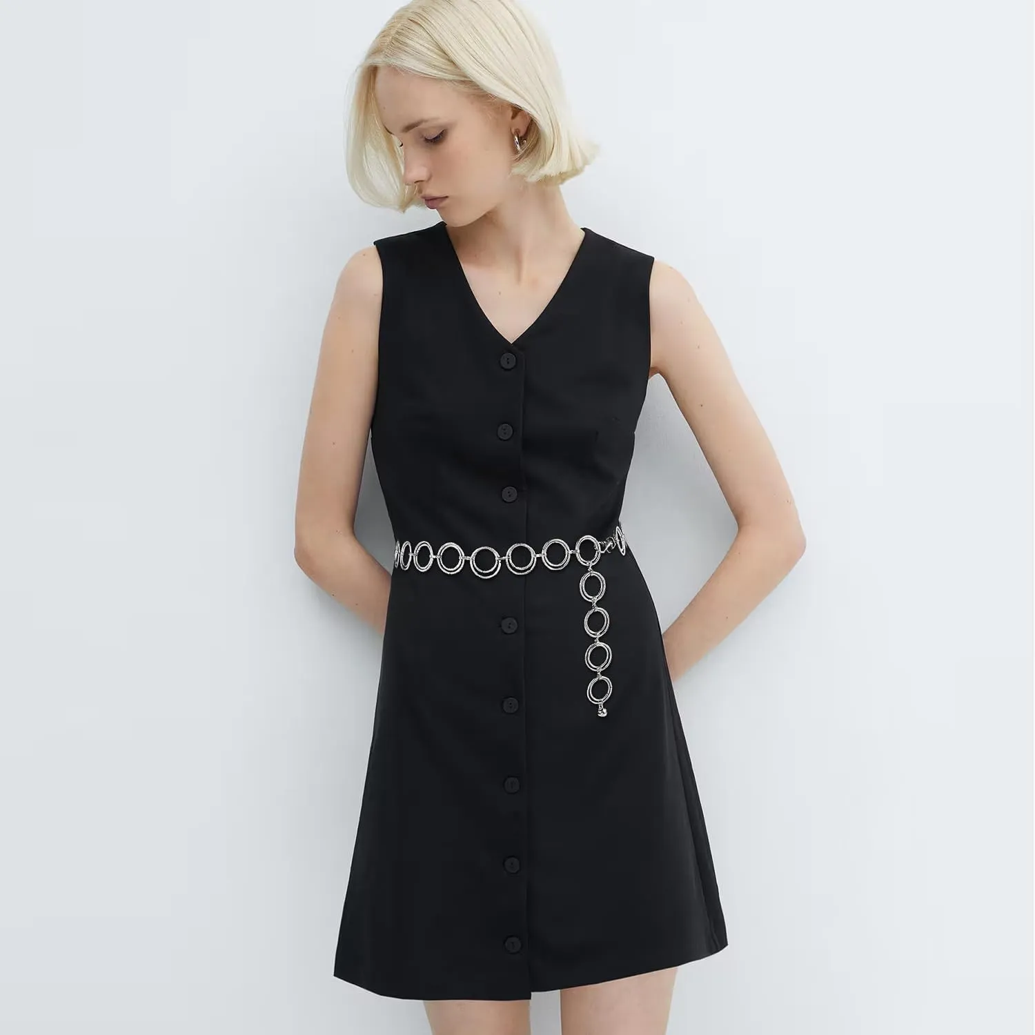 Glamorstar O-Ring Chain Belt Waist Chain Belts for Women Dresses