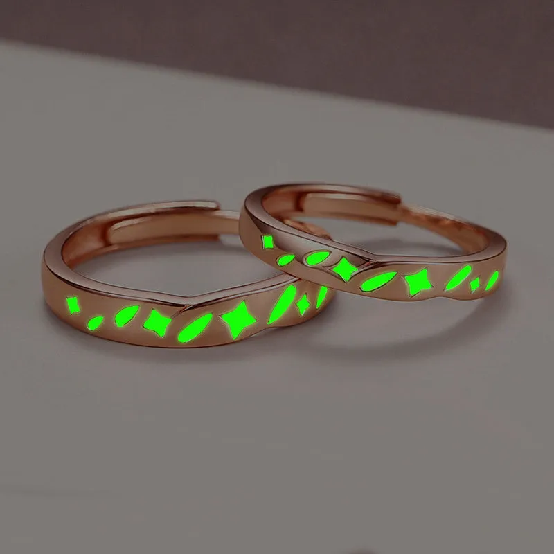 Glow in Dark Wedding Rings Set for Couples