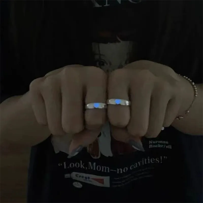 Glowing Heart Gaming Couple Rings