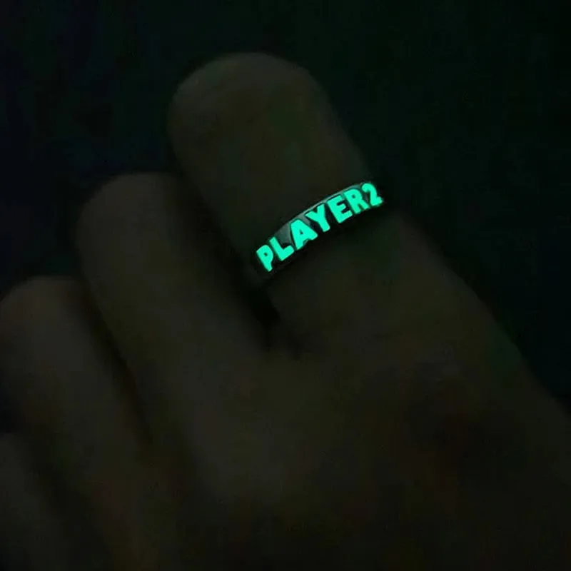 Glowing Heart Gaming Couple Rings
