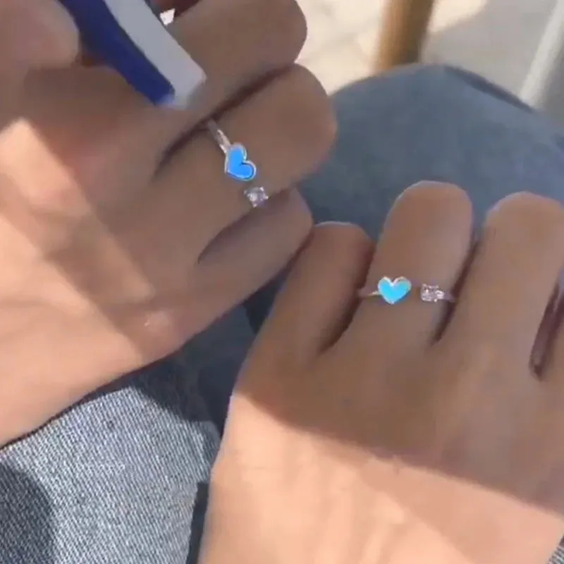 Glowing Heart Gaming Couple Rings