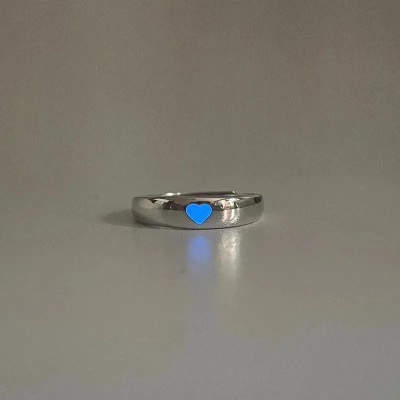 Glowing Heart Gaming Couple Rings