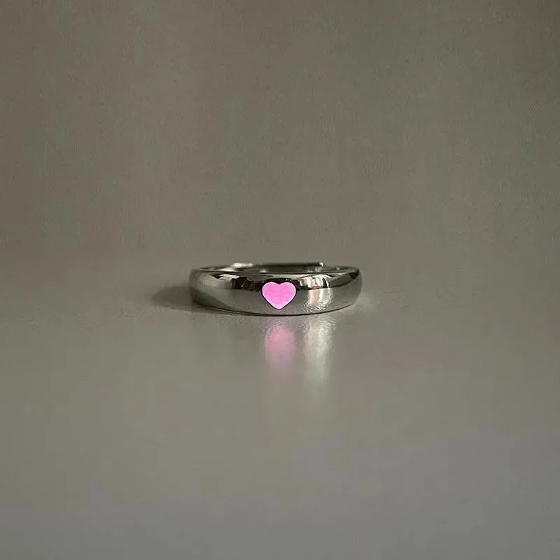 Glowing Heart Gaming Couple Rings