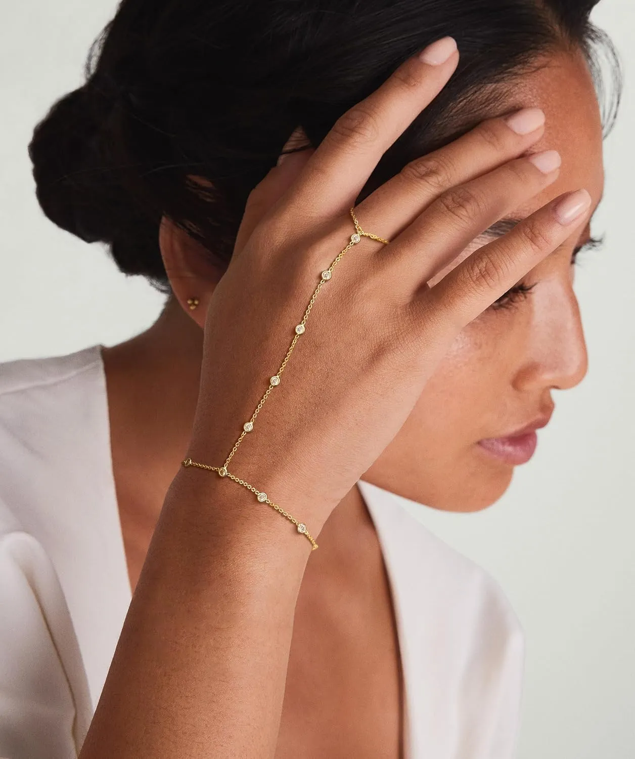 Gold Hand Chain Bracelet for Women, 14K Gold Plated Finger Ring Bracelets for Women Trendy, Dainty Simple Waterproof Bracelet Fashion Jewelry for Women