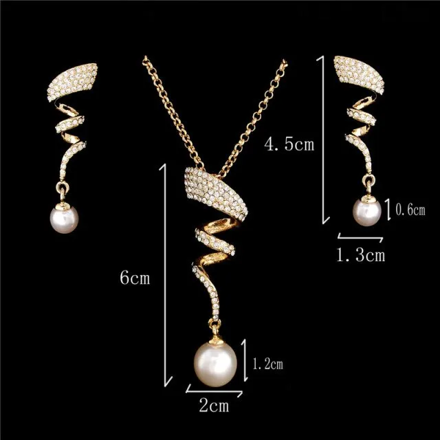Gold Plate Color Simulated Pearl Jewelry Set