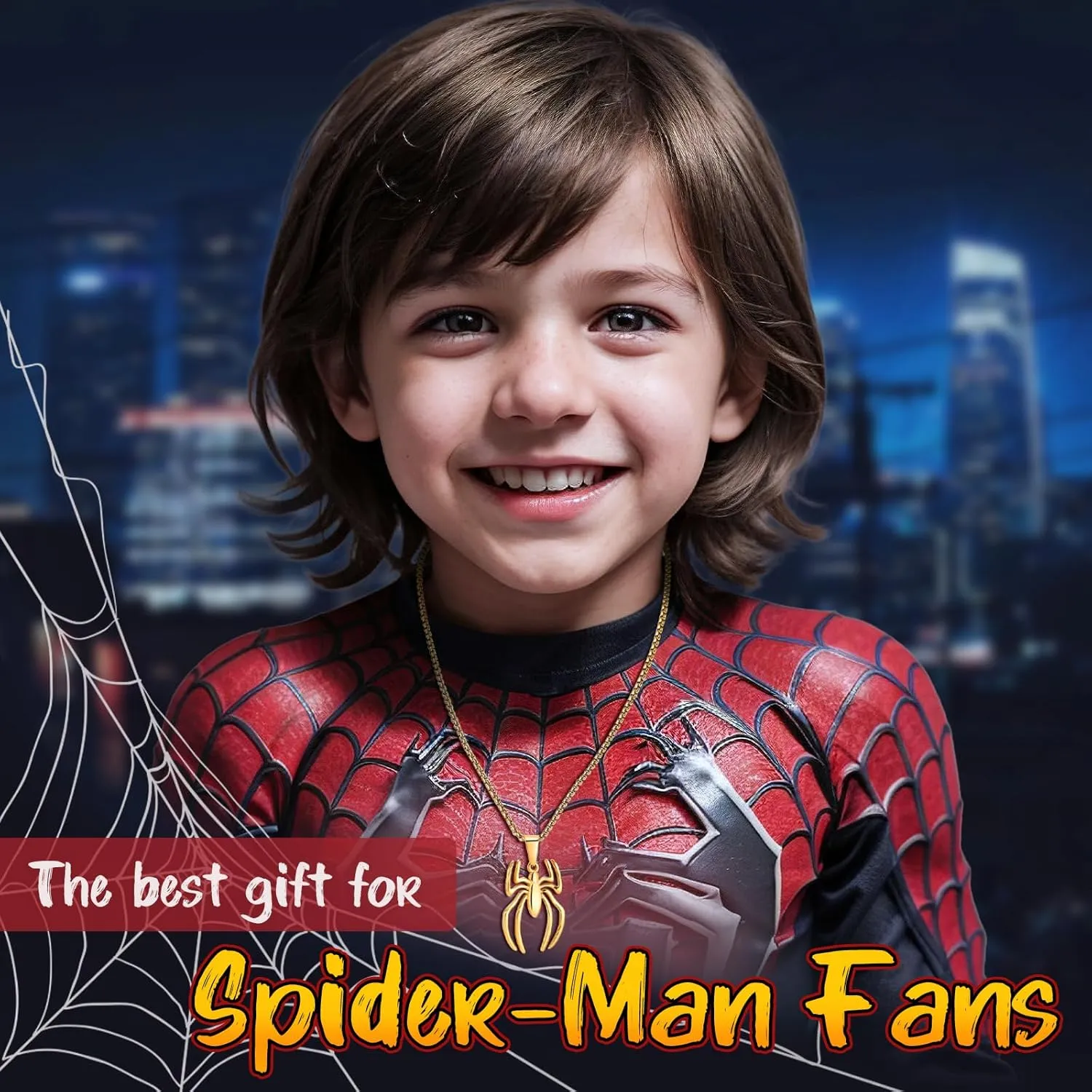 Hisatan Spider-Man Necklace for Men & Women - Stainless Steel Spider Pendant Chain, Silver/Gold/Black Necklace Jewelry Accessories Cool Gifts for Spiderman Fans, 24 Inches Box Chain