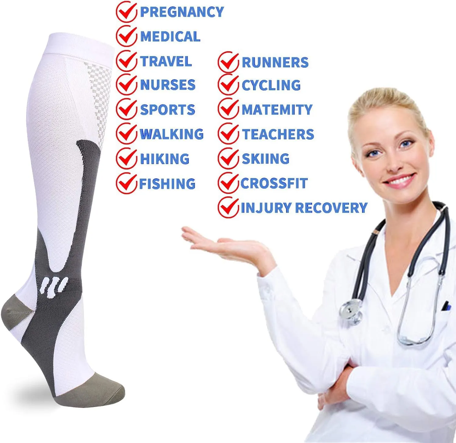HYRIXDIRECT Compression Socks for Men Women 20-30 mmHg Compression Socks