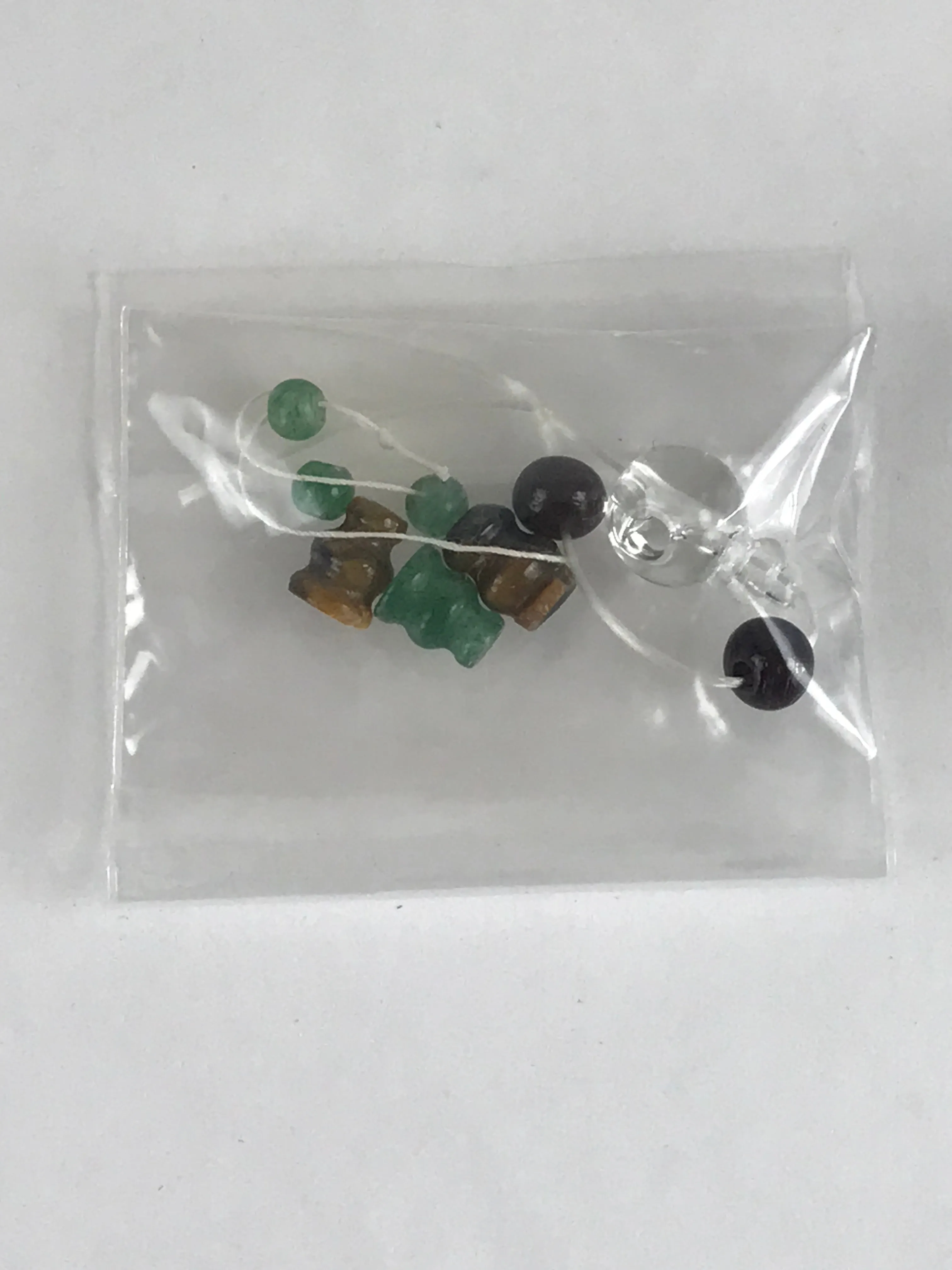 Japanese Buddhist Prayer Beads Bracelet Parts Vtg Juzu Tiger Eye Stone Plastic C