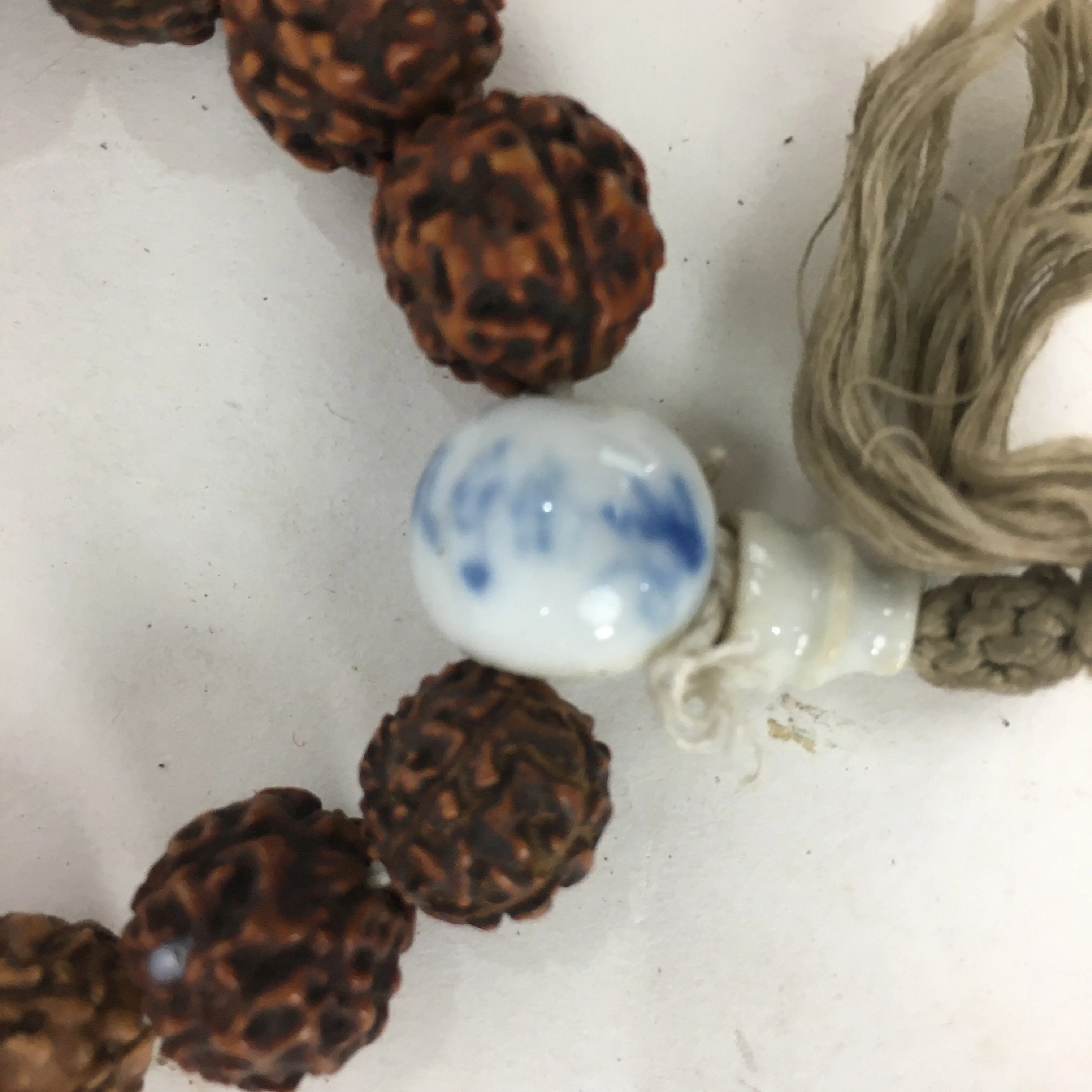 Japanese Buddhist Prayer Beads Kongo Bodhi Vtg Brown Juzu Rosary Bracelet JZ68