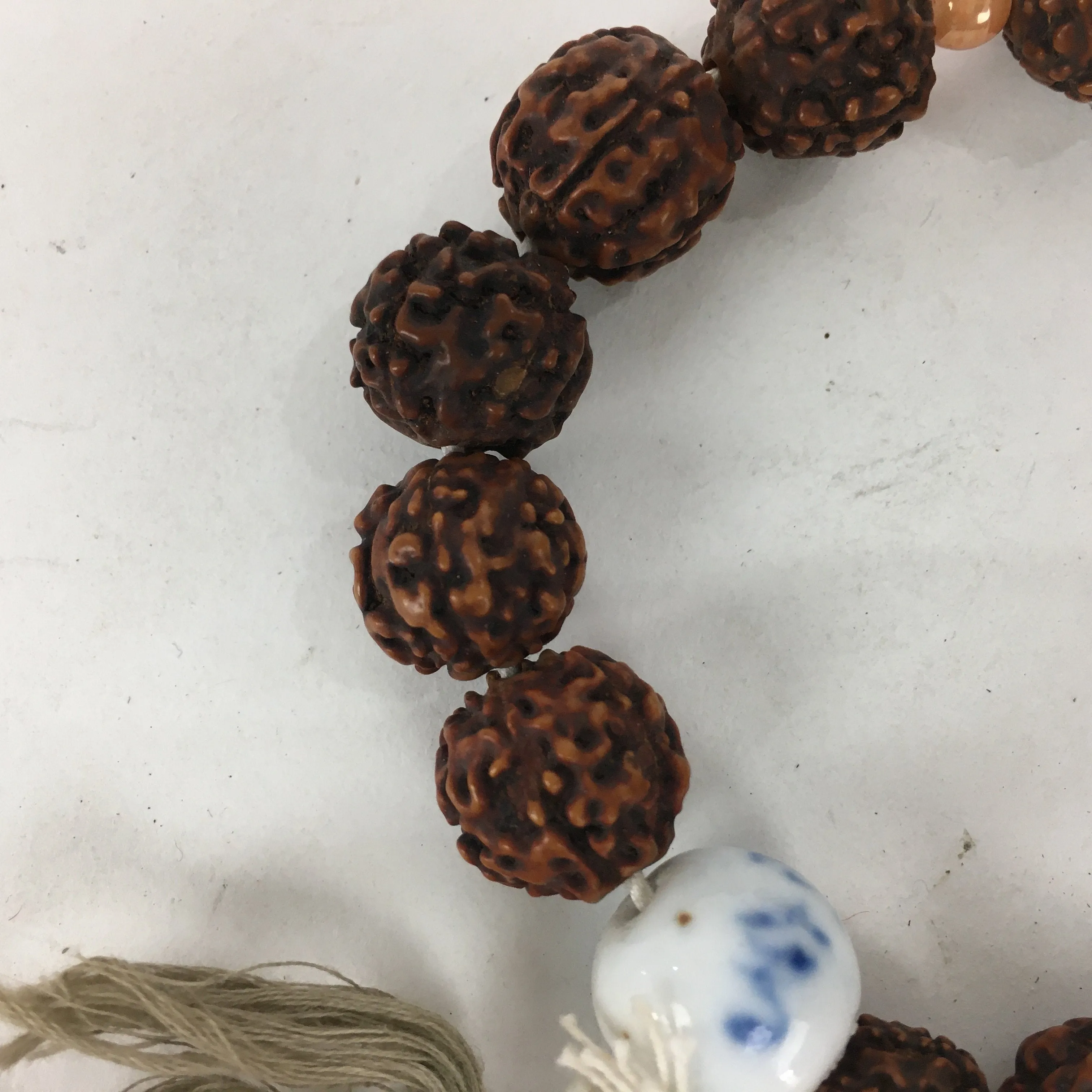Japanese Buddhist Prayer Beads Kongo Bodhi Vtg Brown Juzu Rosary Bracelet JZ68