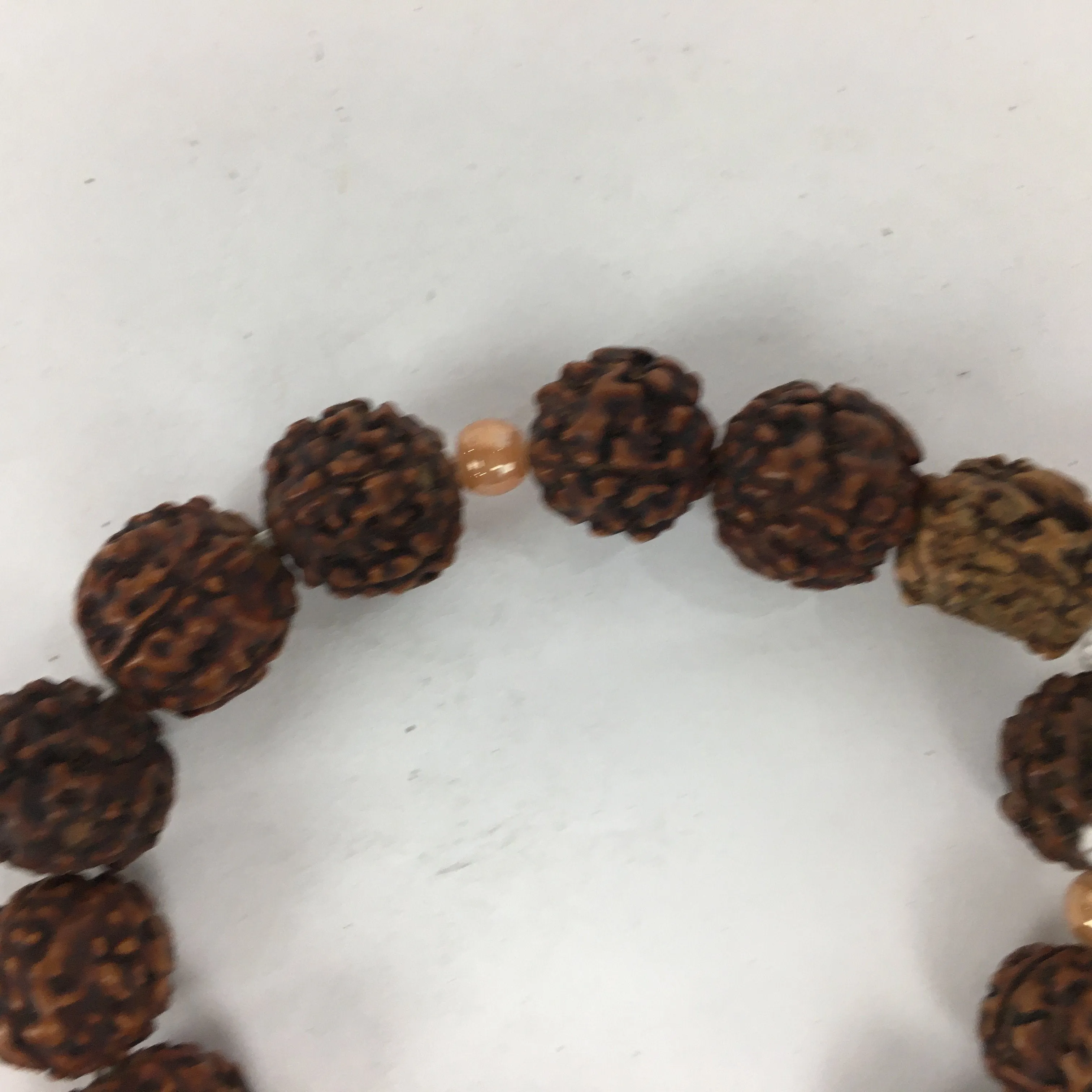 Japanese Buddhist Prayer Beads Kongo Bodhi Vtg Brown Juzu Rosary Bracelet JZ68