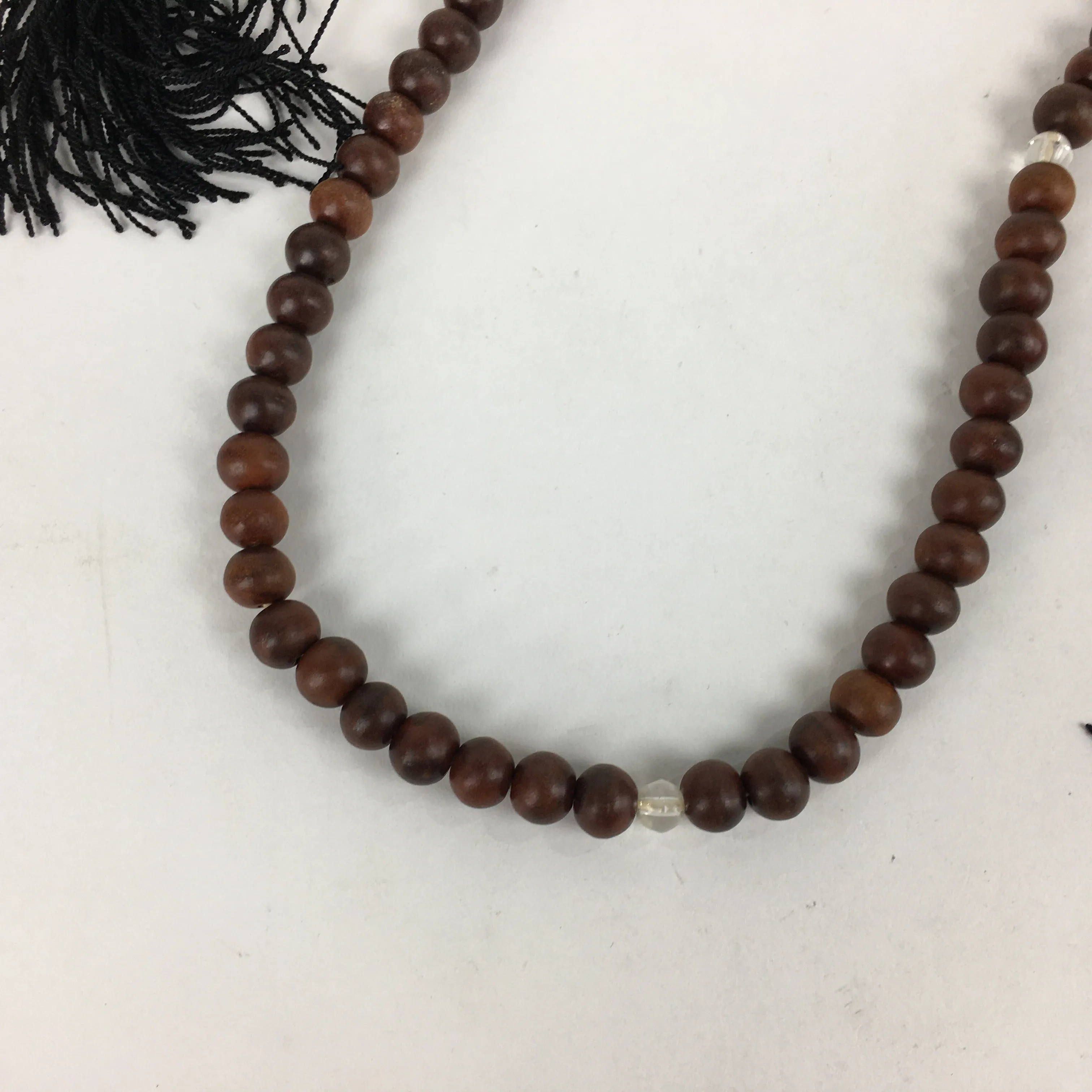 Japanese Buddhist Prayer Beads Vtg Brown Wood Beads Juzu Rosary Bracelet JZ90