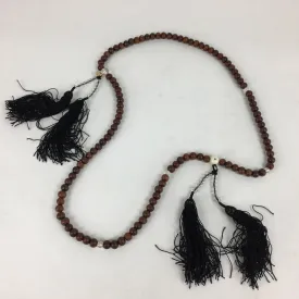 Japanese Buddhist Prayer Beads Vtg Brown Wood Beads Juzu Rosary Bracelet JZ90