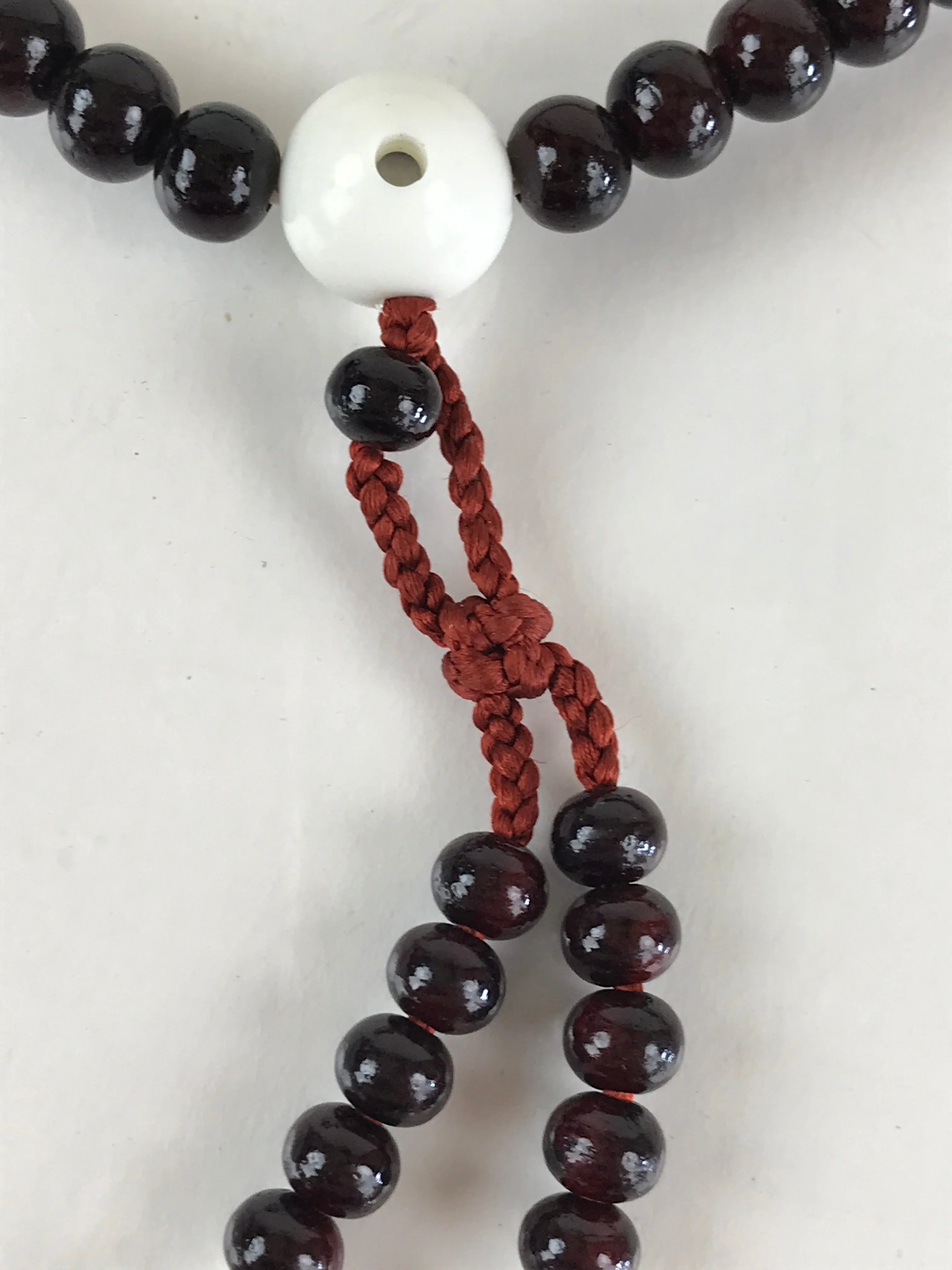 Japanese Buddhist Prayer Beads Vtg Red Sandalwood Long Juzu Bracelet JZ105