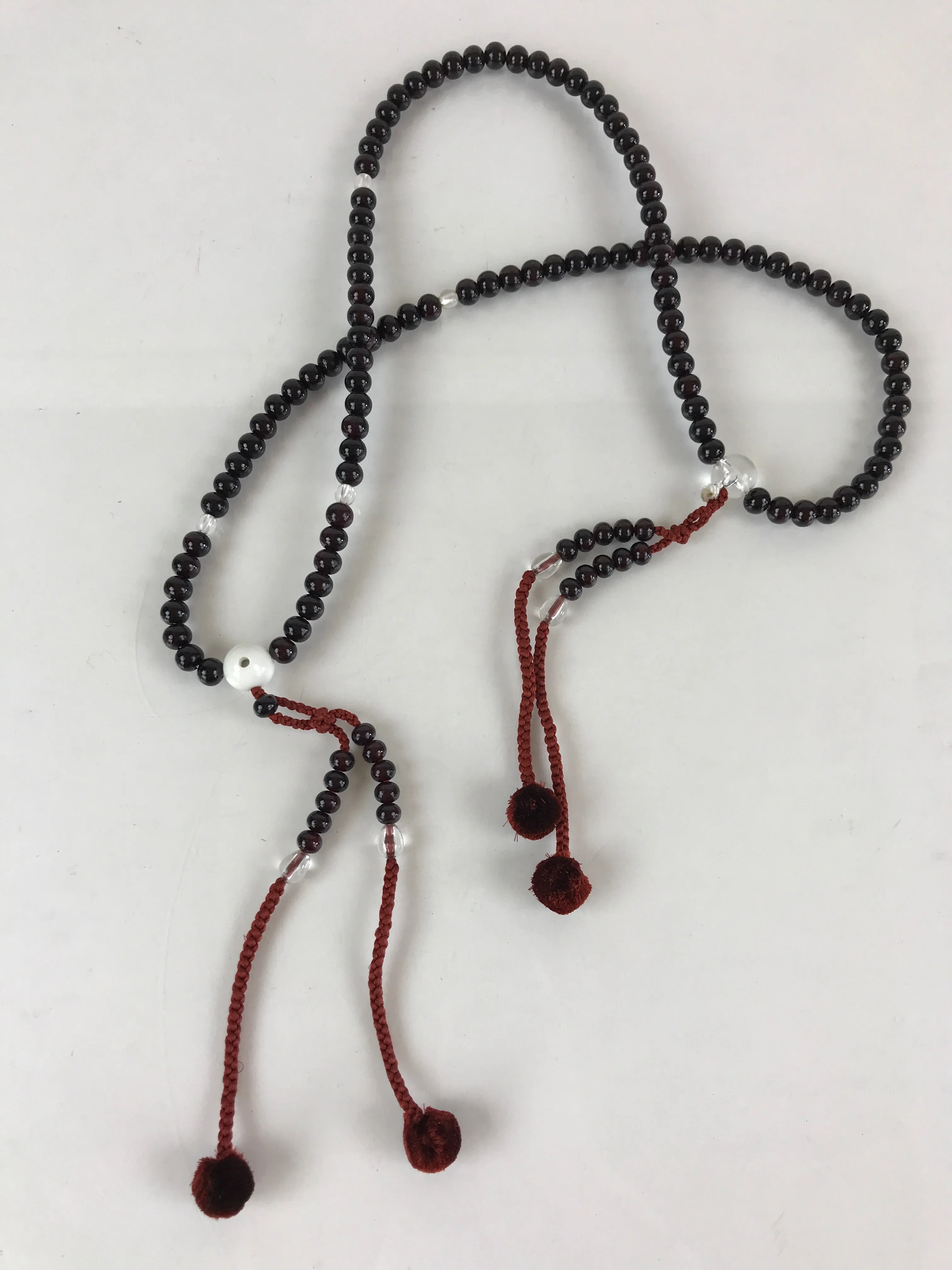 Japanese Buddhist Prayer Beads Vtg Red Sandalwood Long Juzu Bracelet JZ105