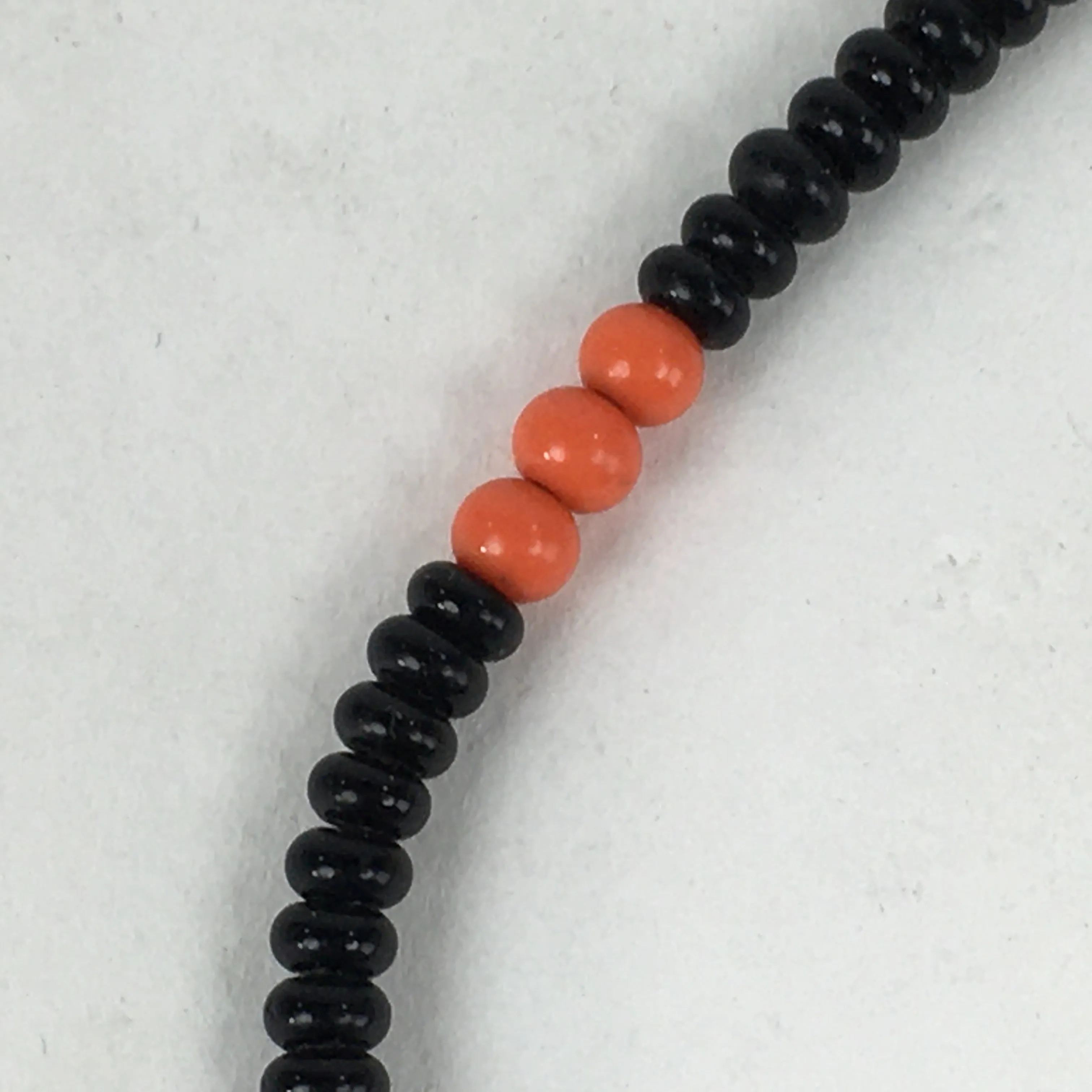 Japanese Buddhist Prayer Beads Vtg Sango Orange Black Juzu Rosary Bracelet JZ98