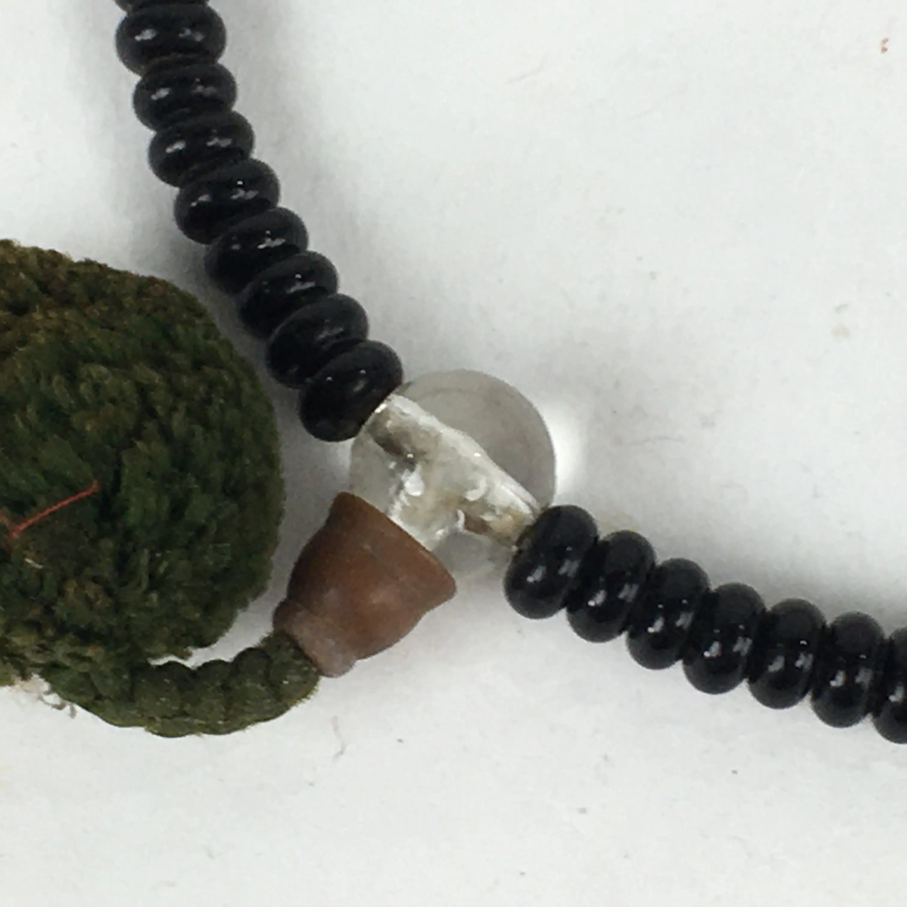 Japanese Buddhist Prayer Beads Vtg Sango Orange Black Juzu Rosary Bracelet JZ98