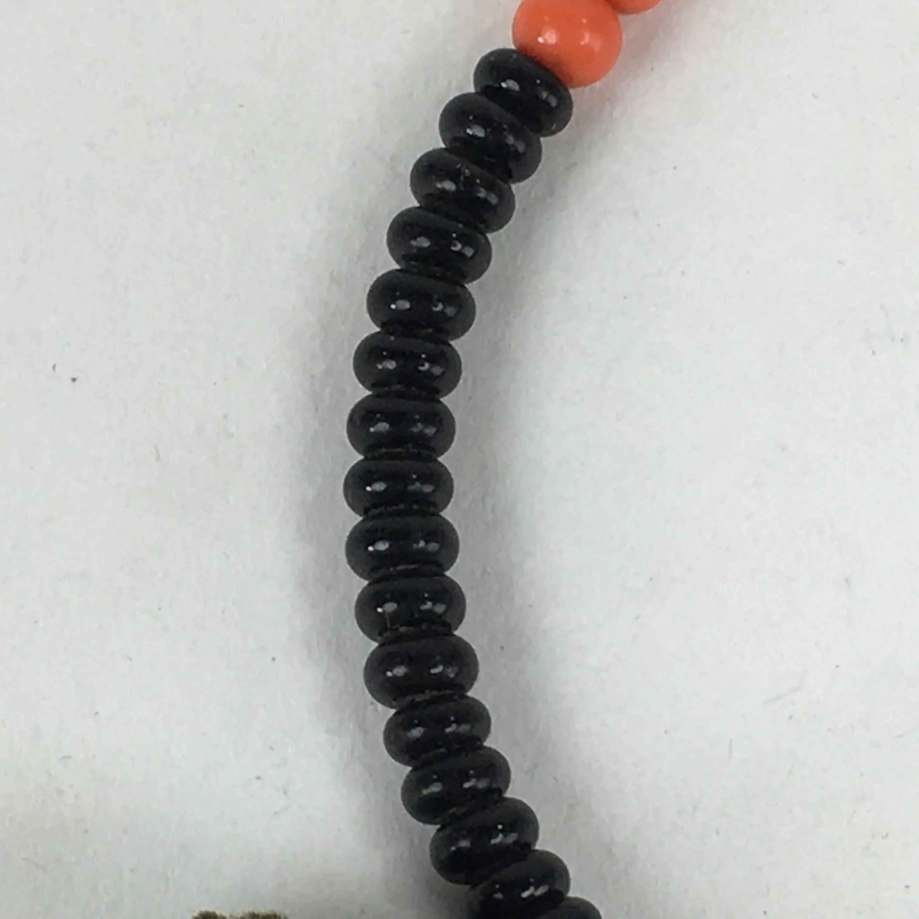 Japanese Buddhist Prayer Beads Vtg Sango Orange Black Juzu Rosary Bracelet JZ98