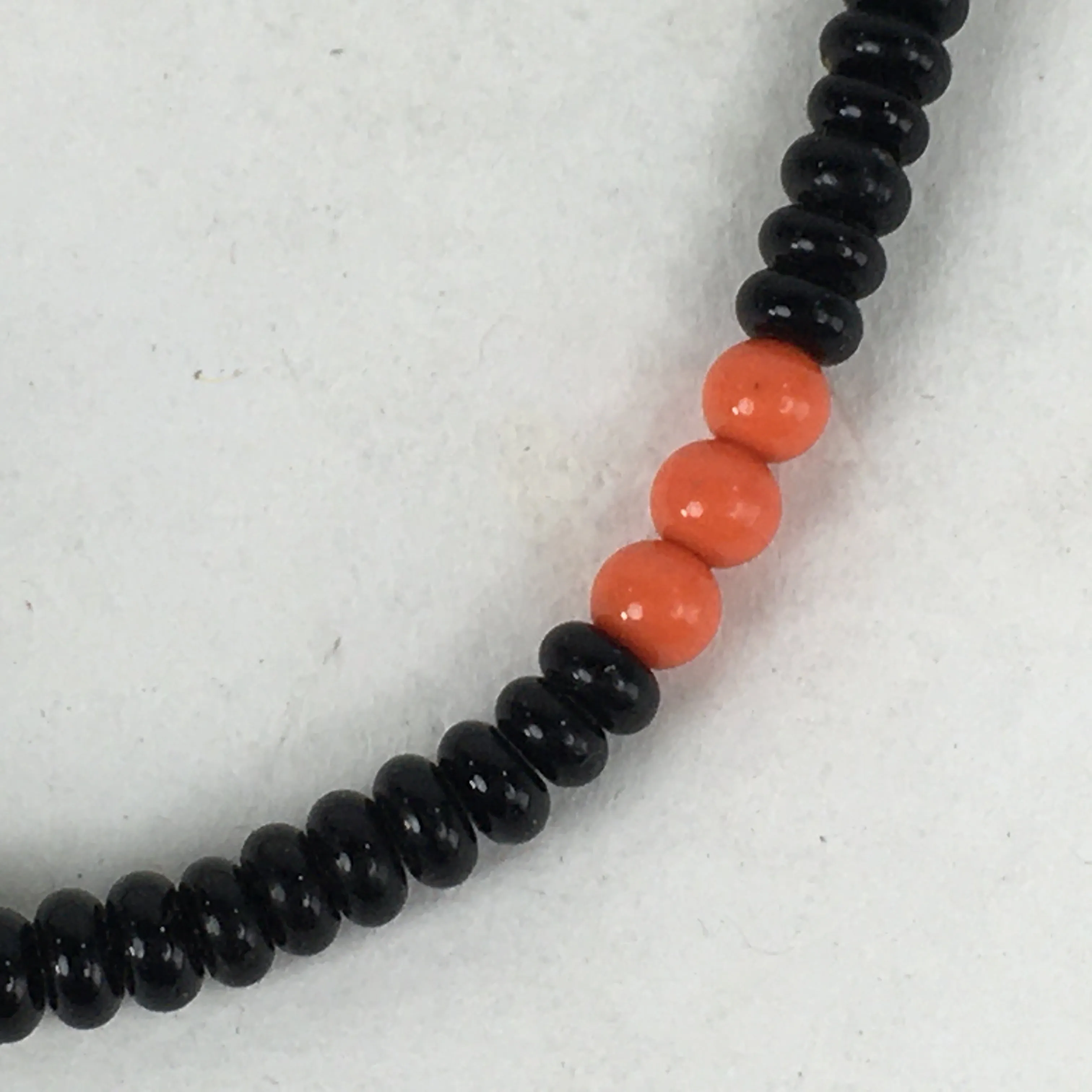 Japanese Buddhist Prayer Beads Vtg Sango Orange Black Juzu Rosary Bracelet JZ98