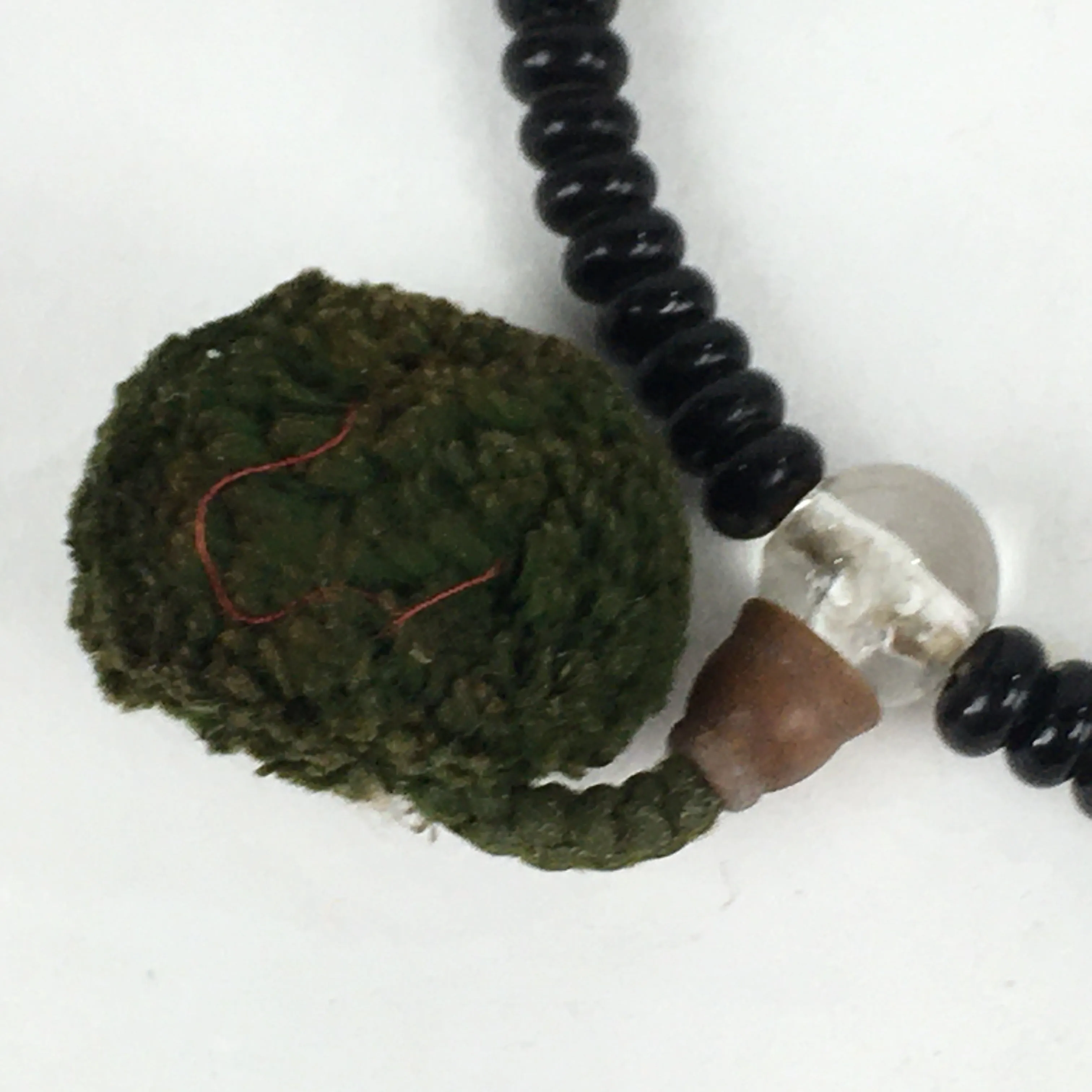 Japanese Buddhist Prayer Beads Vtg Sango Orange Black Juzu Rosary Bracelet JZ98