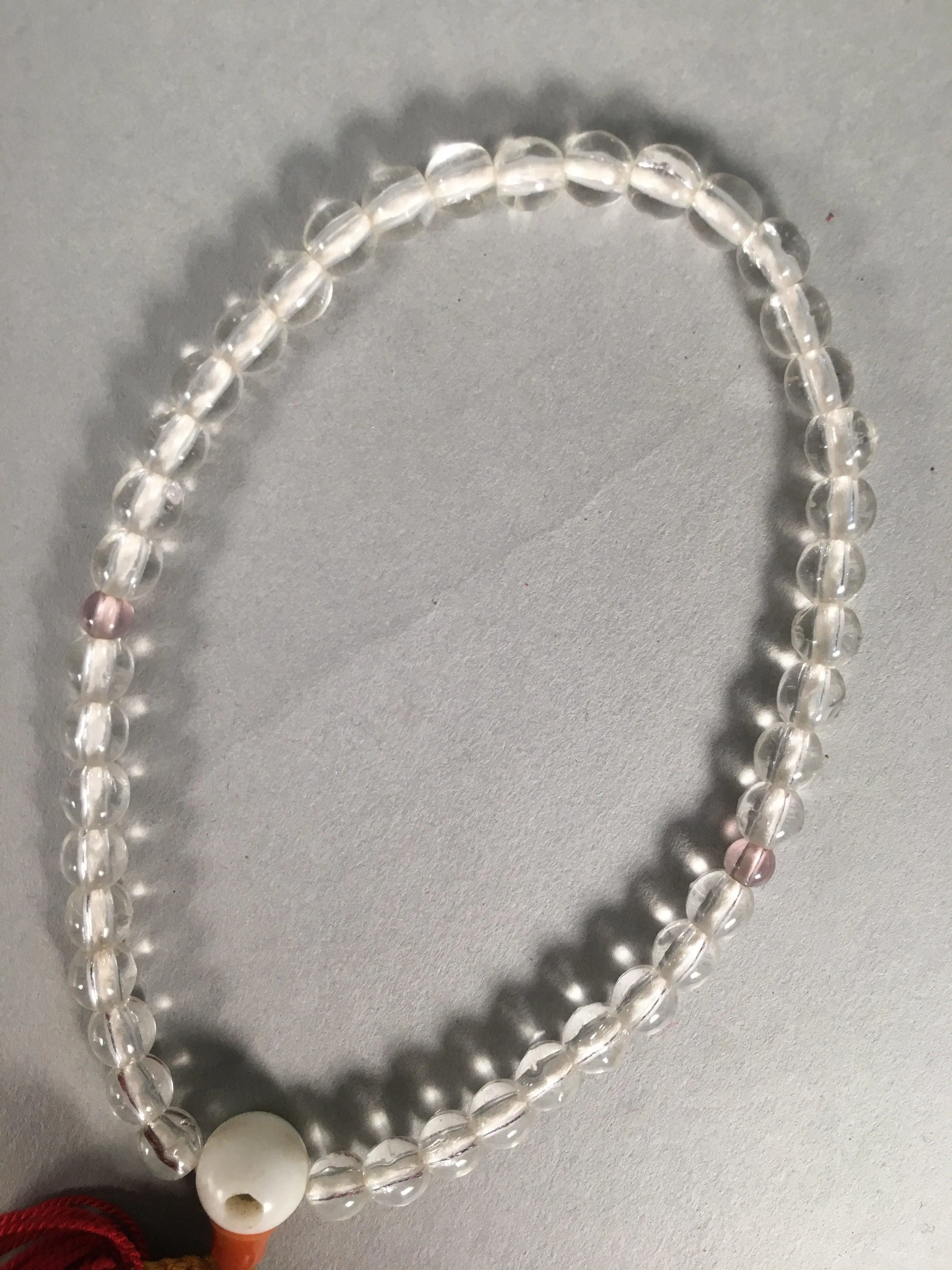 Japanese Buddhist Prayer Beads Vtg Translucent Juzu Rosary Bracelet JZ51