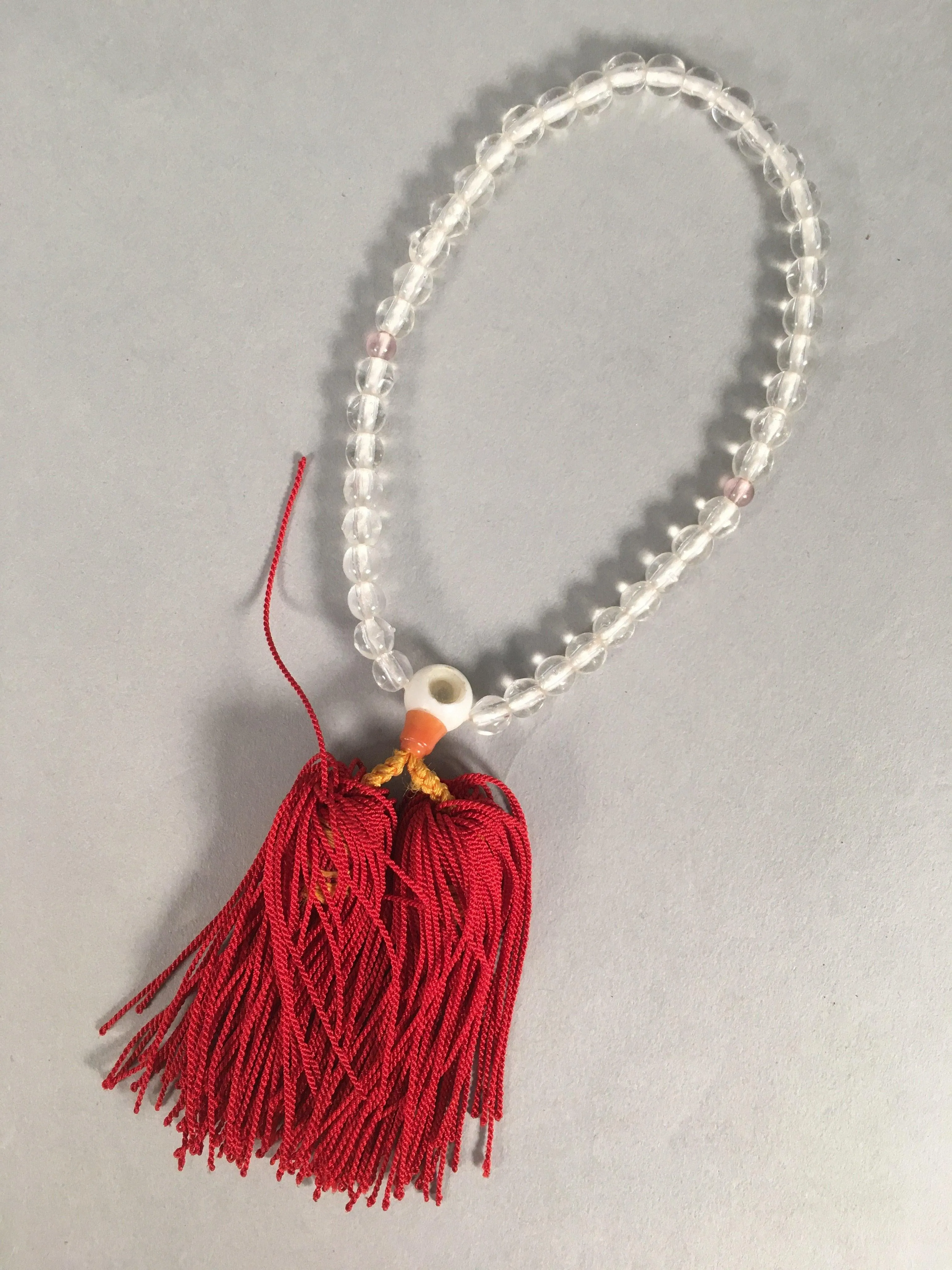 Japanese Buddhist Prayer Beads Vtg Translucent Juzu Rosary Bracelet JZ51