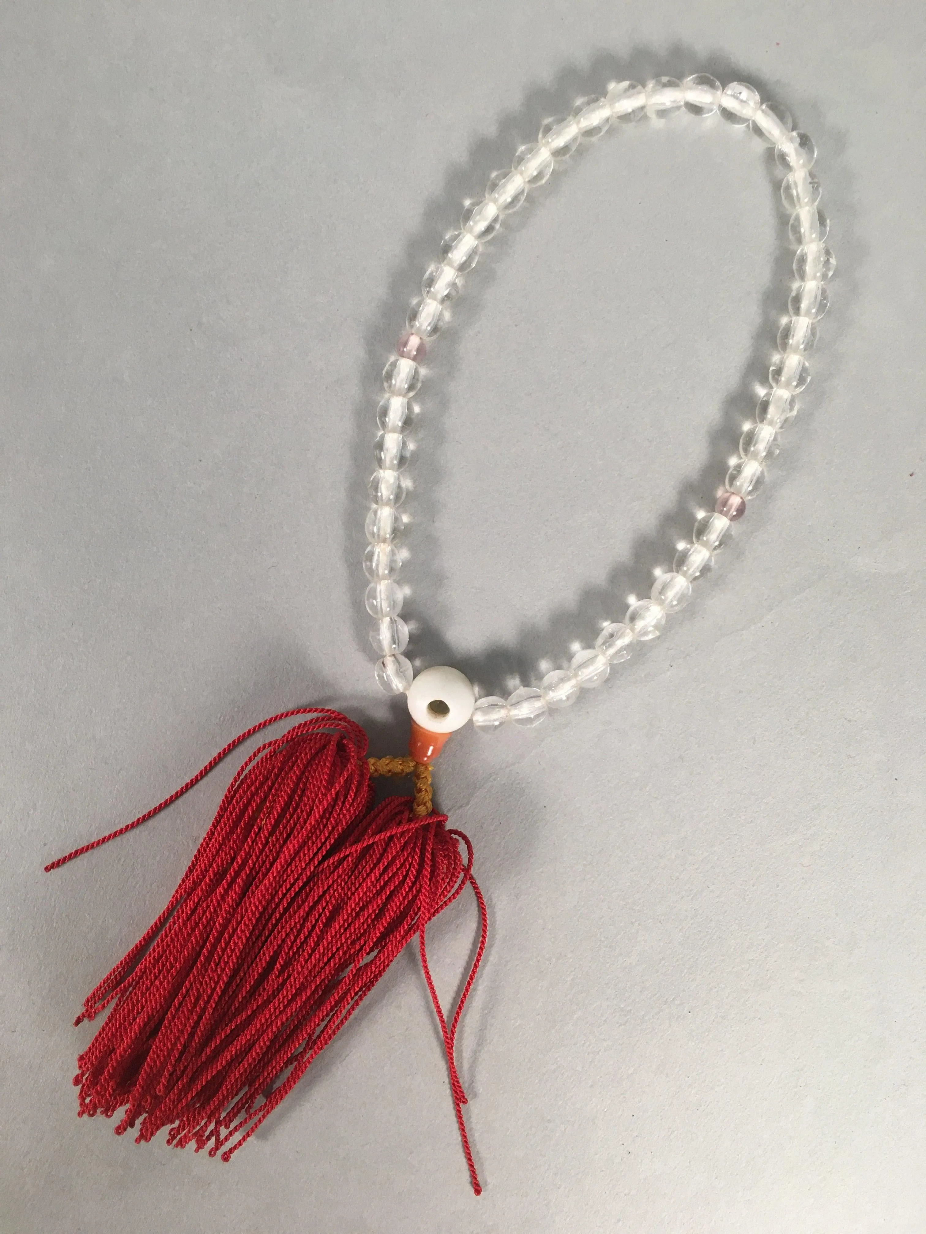 Japanese Buddhist Prayer Beads Vtg Translucent Juzu Rosary Bracelet JZ51