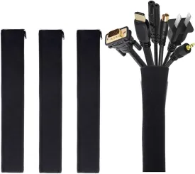JOTO 4 Pack Cable Management Sleeve, 19-20 Inches Cord Organizer System with Zipper for TV Computer Office Home Entertainment, Flexible Cable Sleeve Wrap Cover Wire Hider System -Black