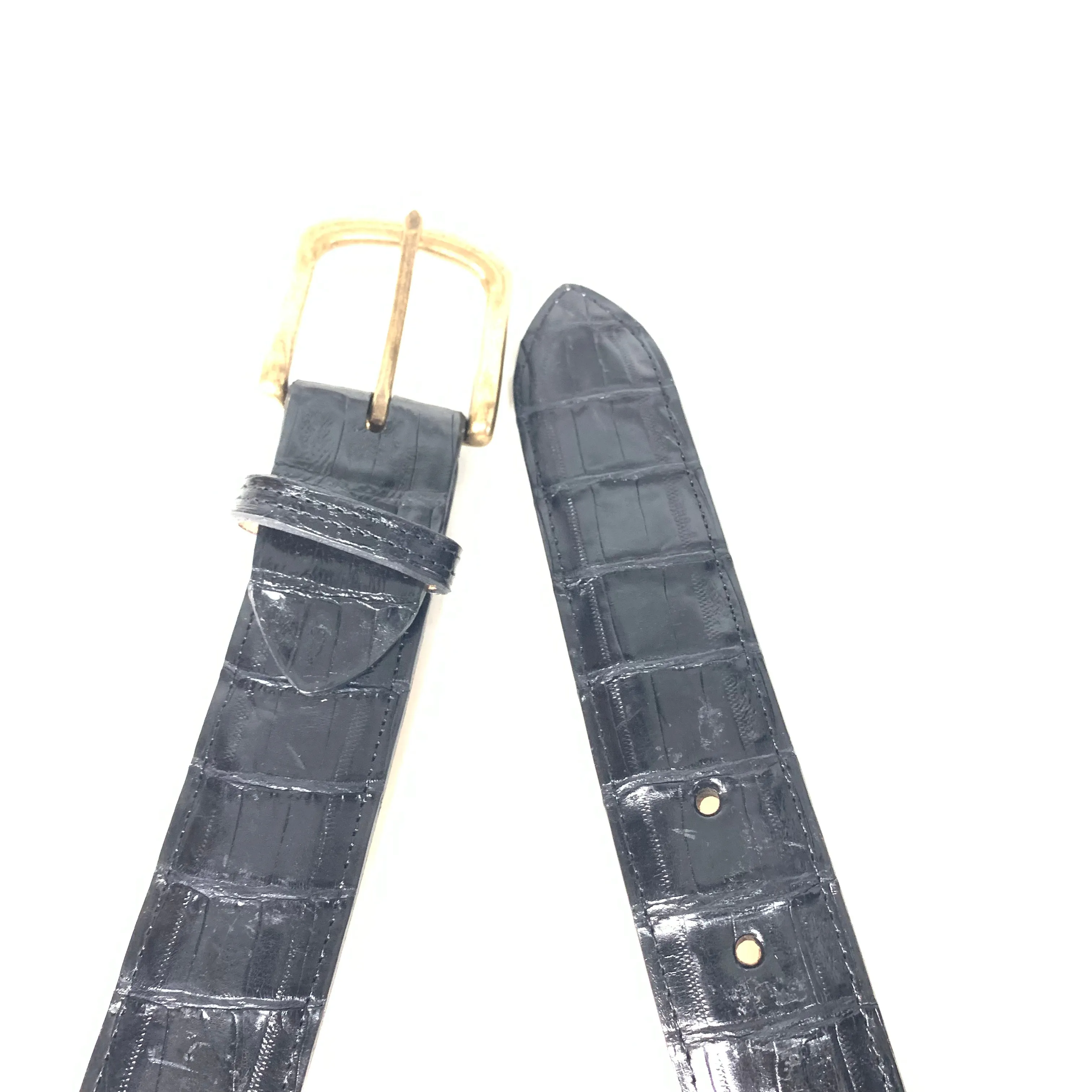 Kashani Black Hornback Crocodile Tail Exotic Skin Belt