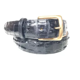 Kashani Black Hornback Crocodile Tail Exotic Skin Belt