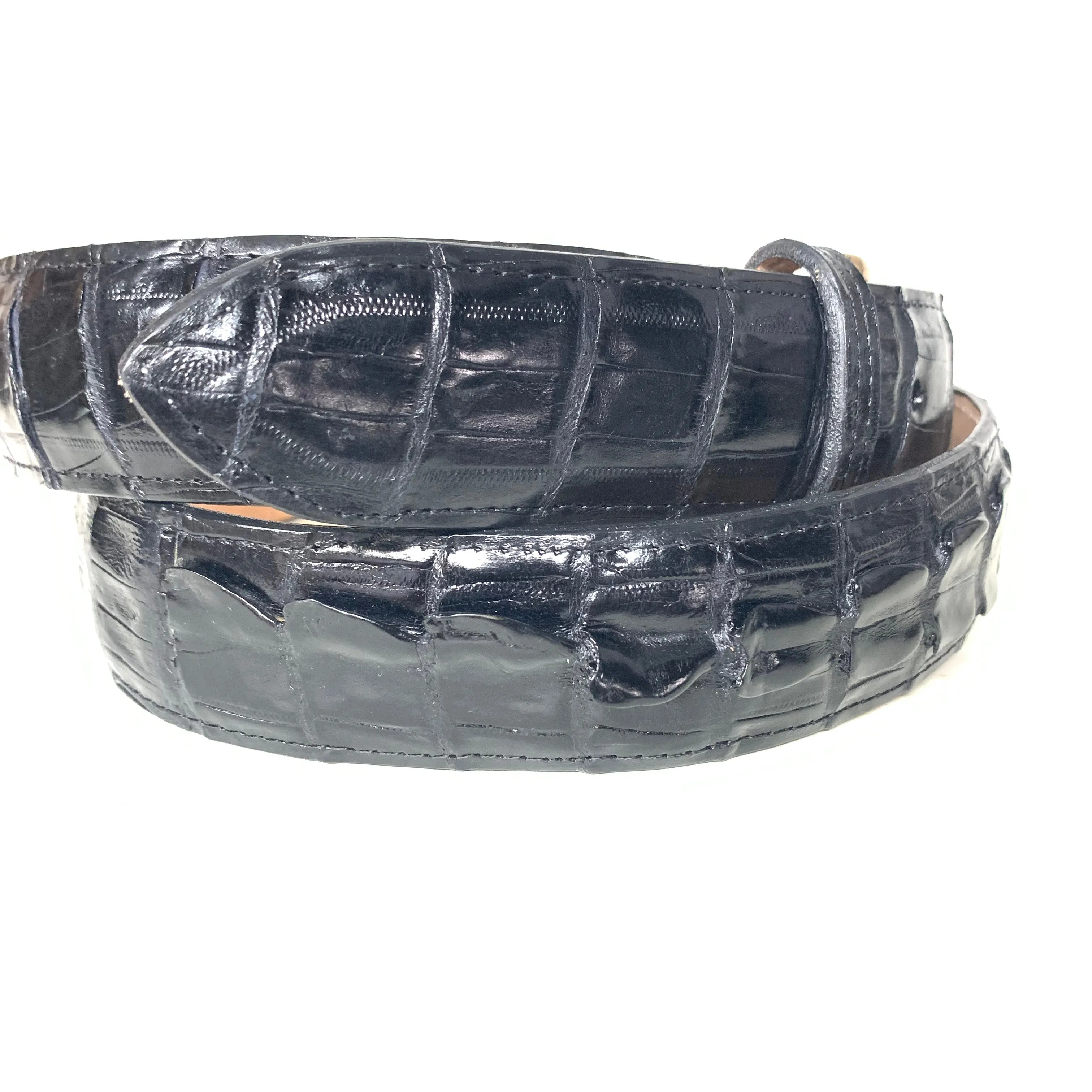 Kashani Black Hornback Crocodile Tail Exotic Skin Belt