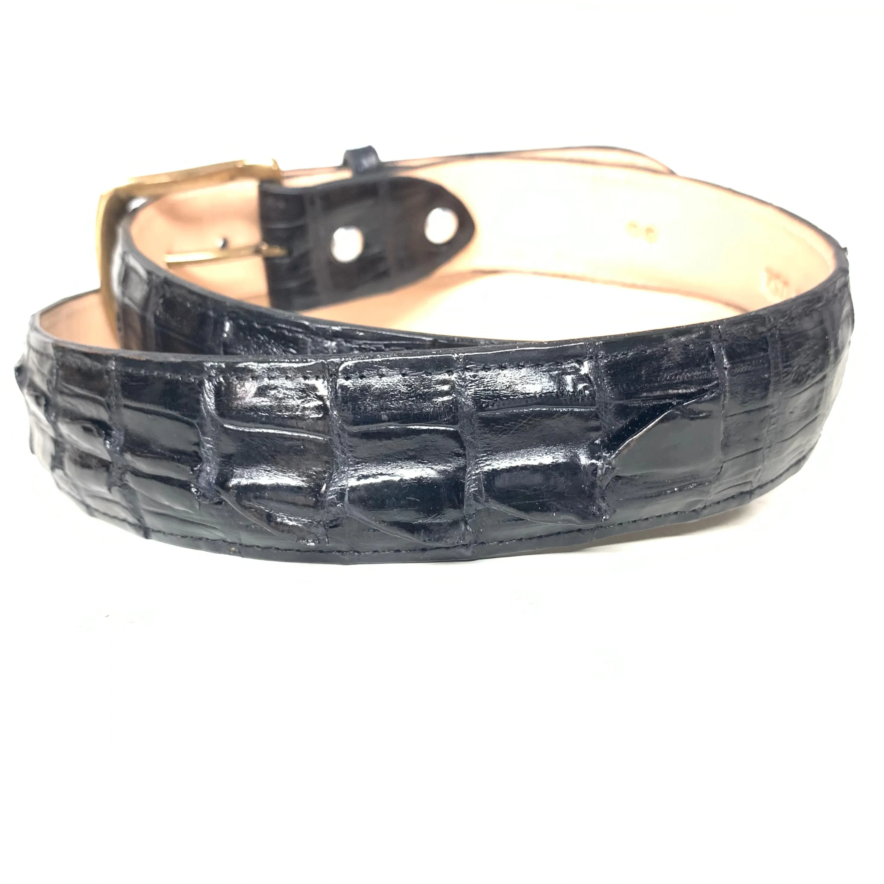 Kashani Black Hornback Crocodile Tail Exotic Skin Belt