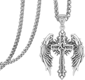 KATHL 925 Sterling Silver Cross Pendant Confirmation Necklace Catholic Religious Jewelry Gifts for Women Men