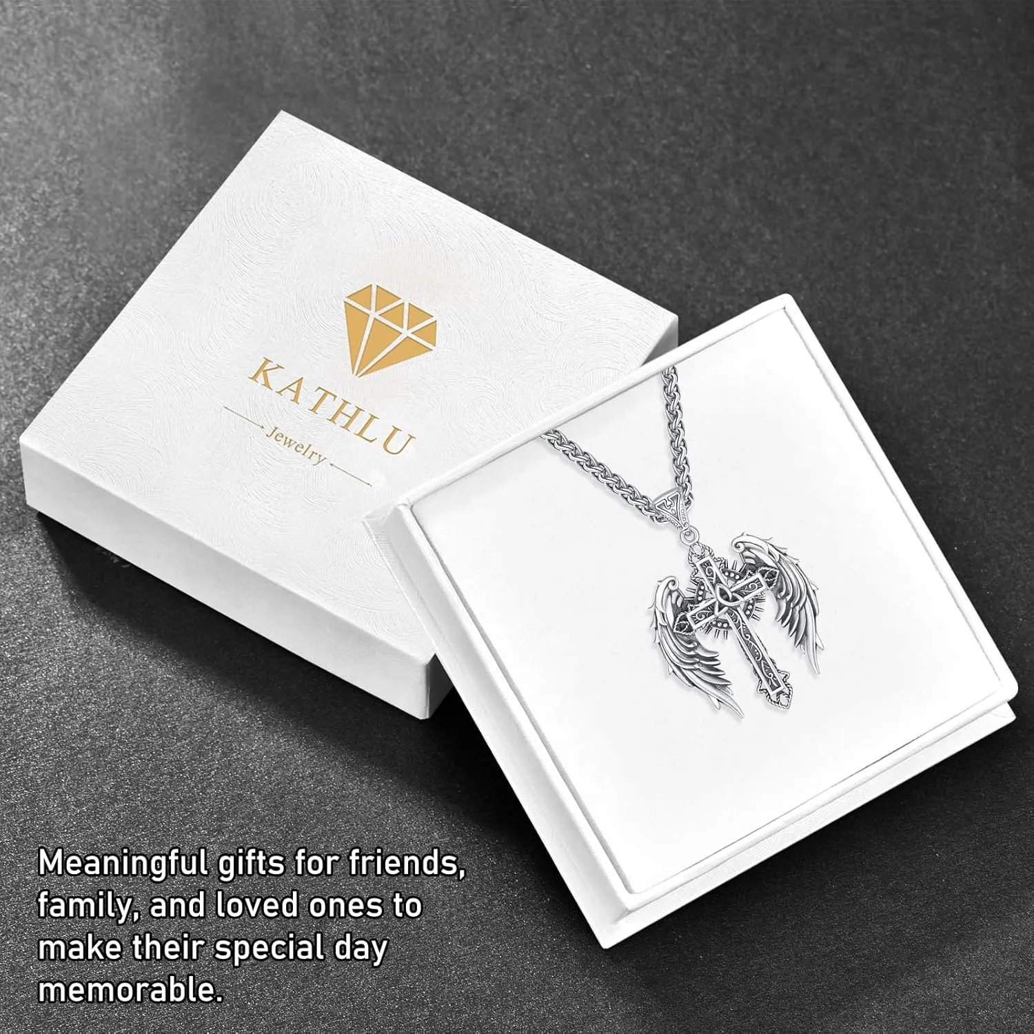 KATHL 925 Sterling Silver Cross Pendant Confirmation Necklace Catholic Religious Jewelry Gifts for Women Men