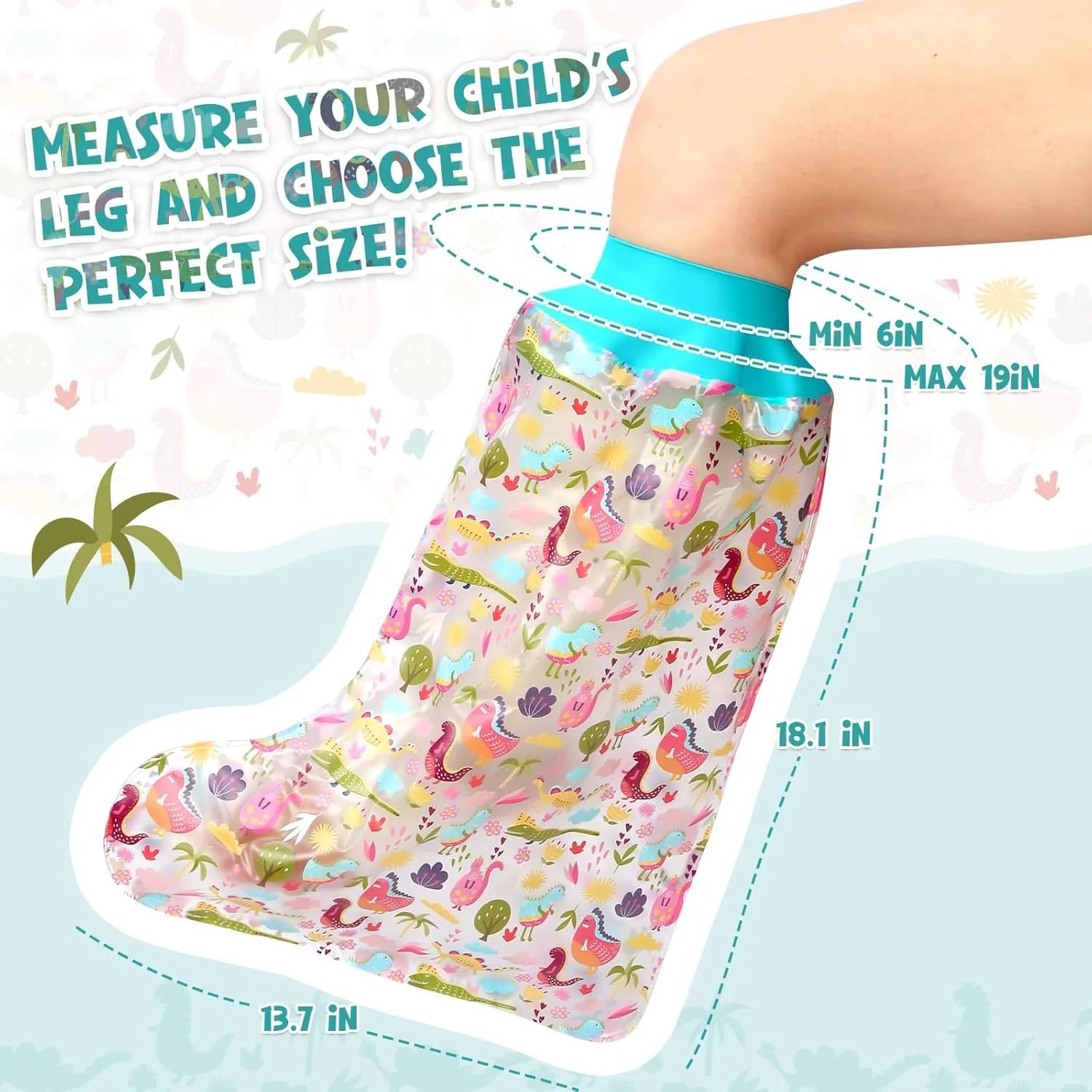 Kids Cast Cover for Shower Leg Kids, 100% Waterproof Toddler Leg Cast Cover for Showering, Reusable Child Foot Cast Bag Cast Protector for Swimming & Bathing