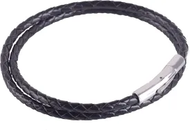 KONMAY Braided Leather Pendant Necklace Cord, Unisex Adults, Stainless Steel Chain, Rustic Leather Style