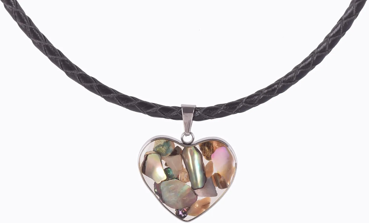 KONMAY Braided Leather Pendant Necklace Cord, Unisex Adults, Stainless Steel Chain, Rustic Leather Style