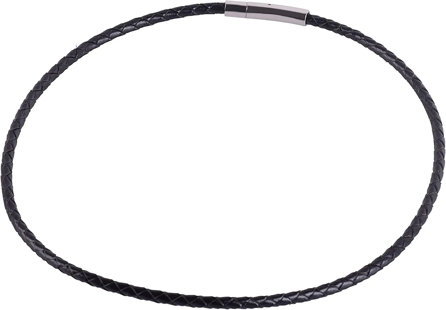 KONMAY Braided Leather Pendant Necklace Cord, Unisex Adults, Stainless Steel Chain, Rustic Leather Style