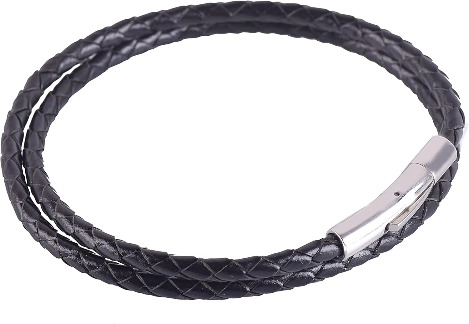 KONMAY Braided Leather Pendant Necklace Cord, Unisex Adults, Stainless Steel Chain, Rustic Leather Style