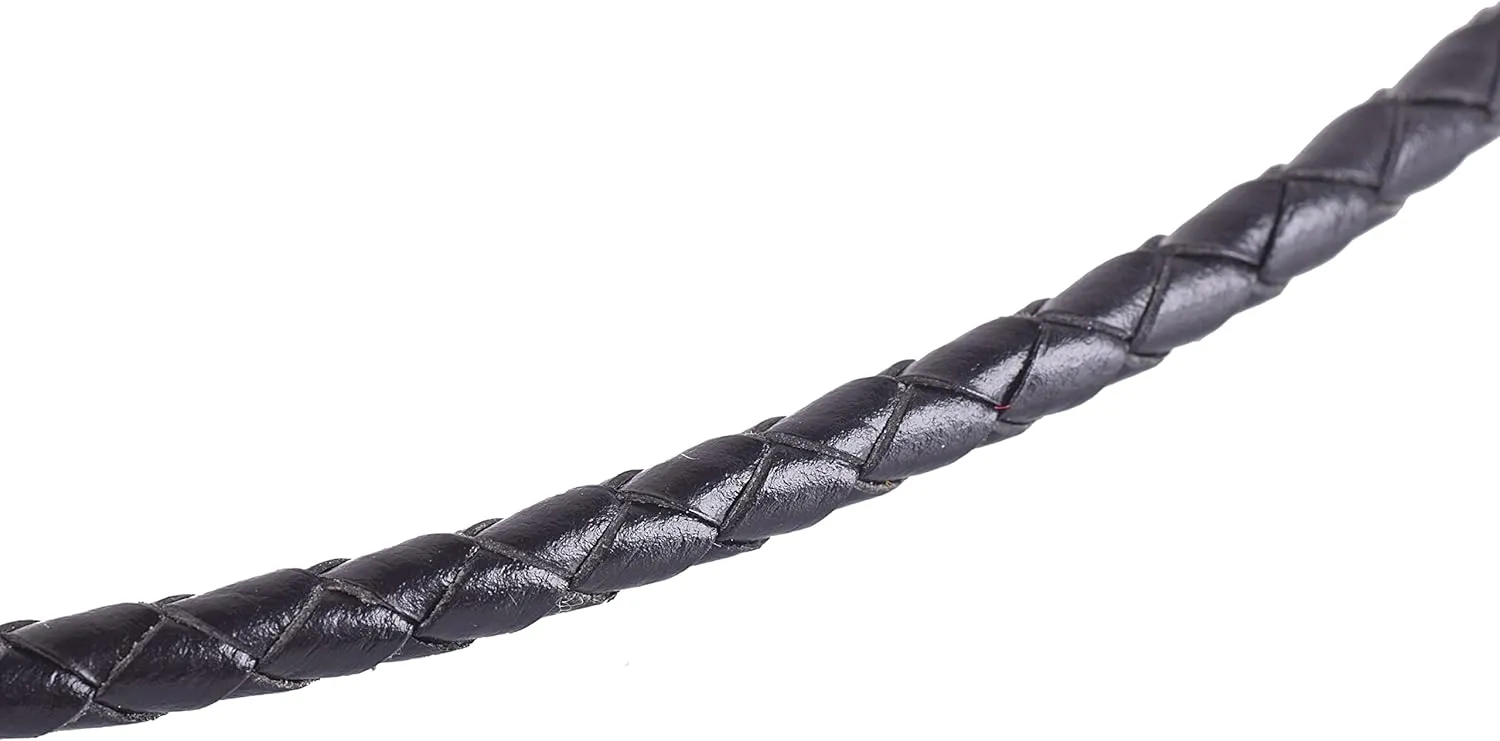 KONMAY Braided Leather Pendant Necklace Cord, Unisex Adults, Stainless Steel Chain, Rustic Leather Style