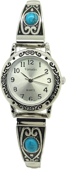 Ladies Western Turquoise Stones Stretch Elastic Band Fashion Watch Varsales