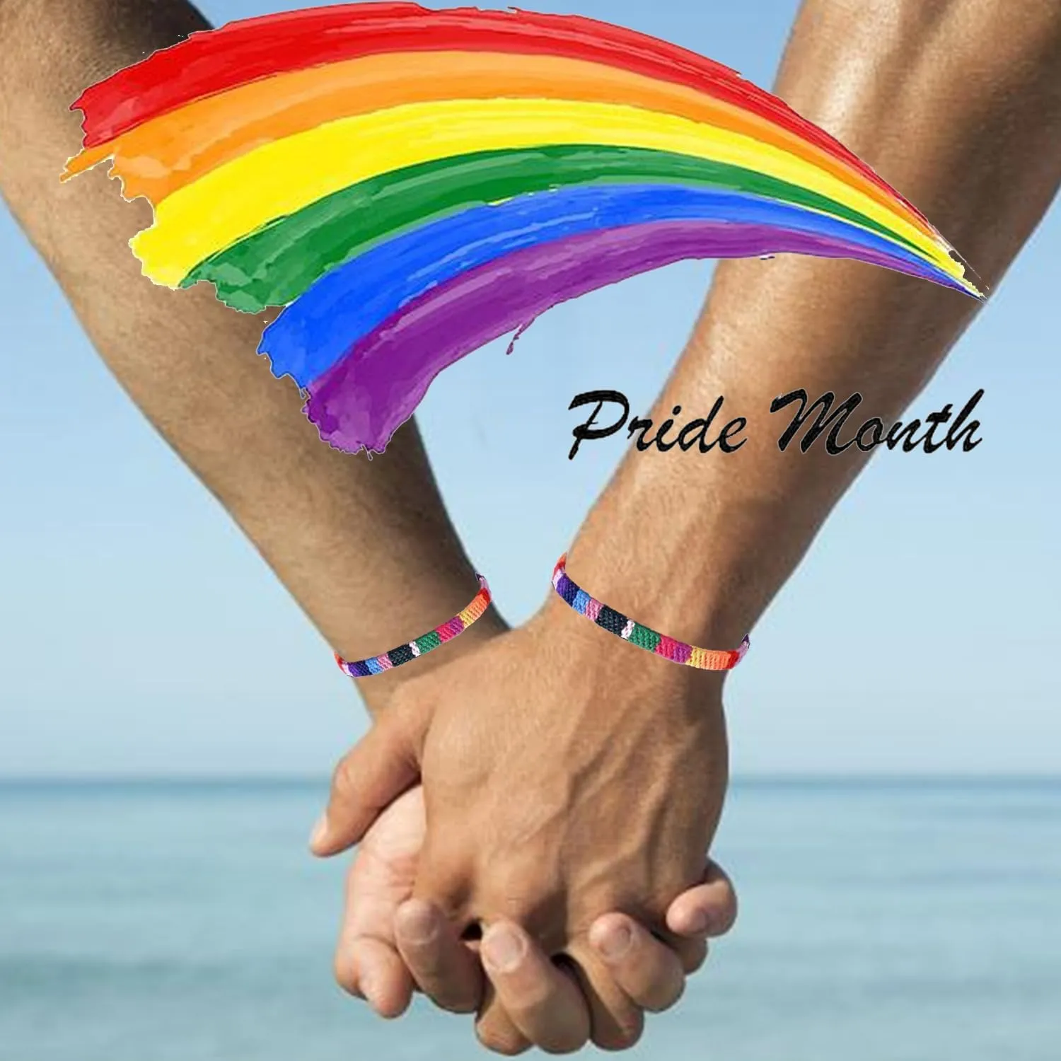 LGBTQ Pride Rainbow Bracelets Bulk Handmade Friendship Bracelets Boho Ethnic Style Wristband Bohemian Pride Month Jewelry for Women Men Adjustable