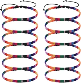 LGBTQ Pride Rainbow Bracelets Bulk Handmade Friendship Bracelets Boho Ethnic Style Wristband Bohemian Pride Month Jewelry for Women Men Adjustable