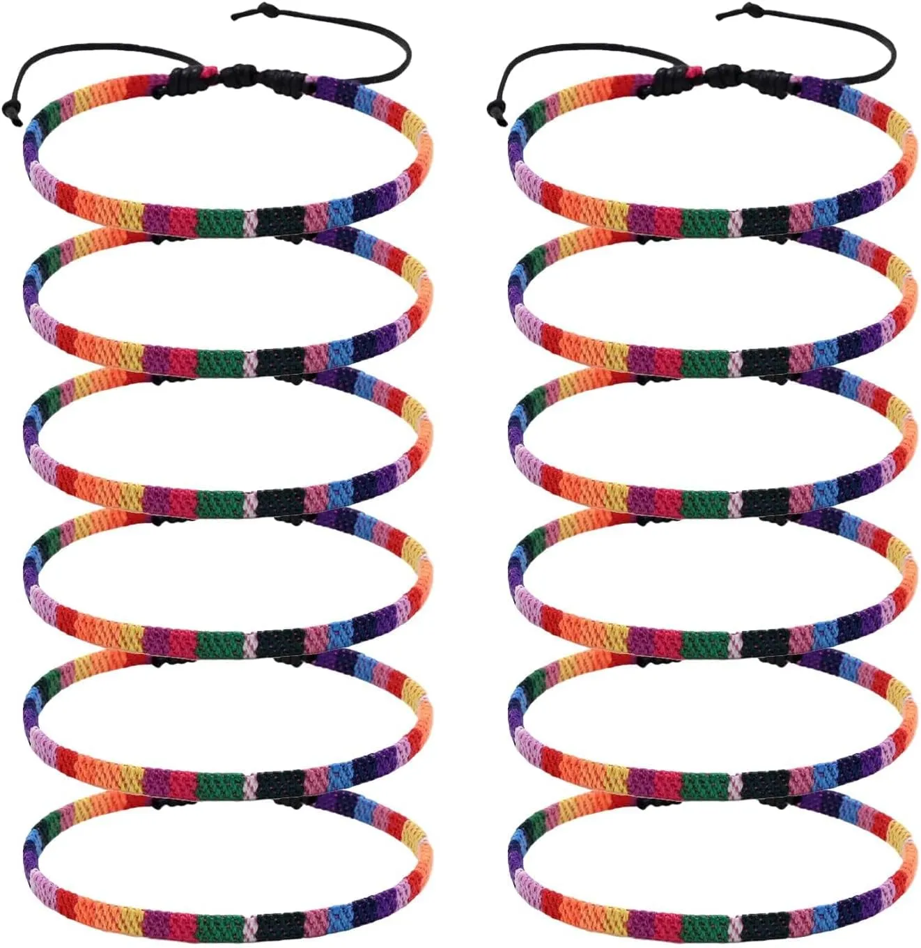 LGBTQ Pride Rainbow Bracelets Bulk Handmade Friendship Bracelets Boho Ethnic Style Wristband Bohemian Pride Month Jewelry for Women Men Adjustable