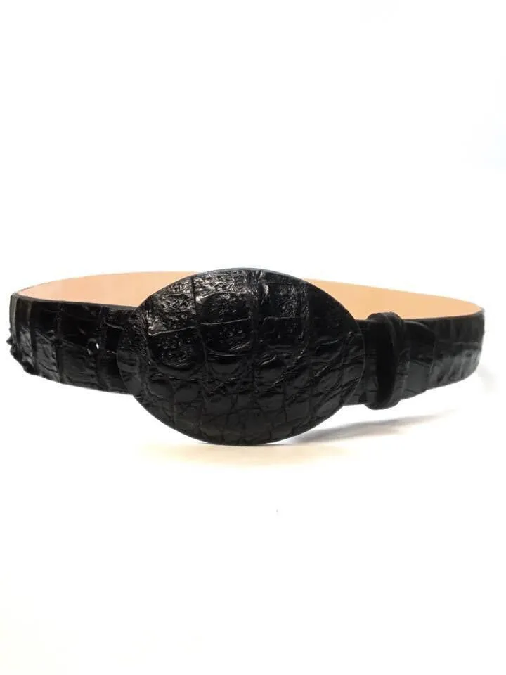 Los Altos Black Crocodile Full Skin Belt