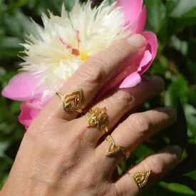Lotus Rings For Women Vintage Gothic Stainless Steel Flora  Couple Ring